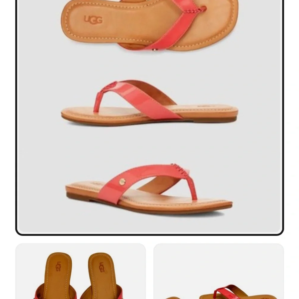 UGG Tuolumne Coral Patent Leather Cushioned Summer Flip Flop Sandals Size 7 - Picture 3 of 6